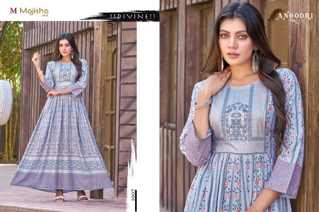Majisha Nx Angoori 1 fancy Designer Ethnic Wear Long Anarkali Kurti Collection